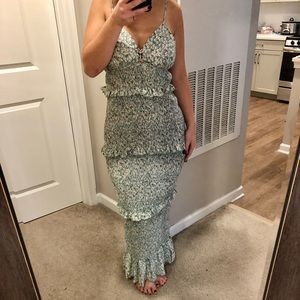 Blue summer maxi floral dress